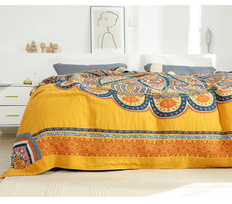 Europeu macio sofá cobertor colcha boho sofá toalha verão cobertor lance 100% algodão folha de cama dupla capa legal colcha