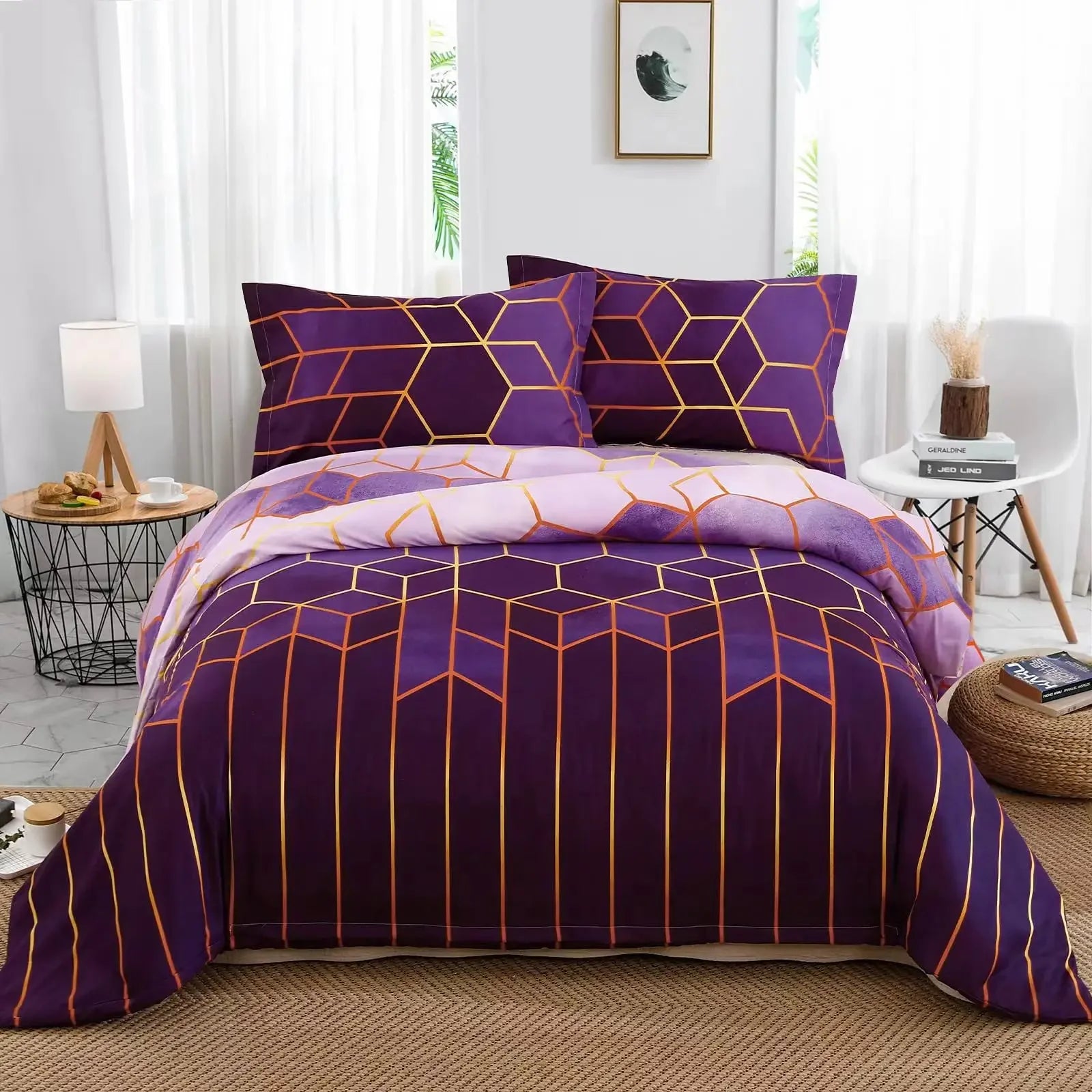Conjunto de Cama Geométrico Mármore - Elegância - Casa Ornato