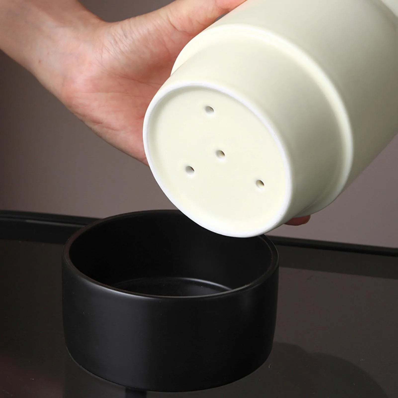 Suporte De Talheres De Cerâmica Com Dreno Hole Design, Talheres Organizador, Adequado Para Piqueniques Ao Ar Livre