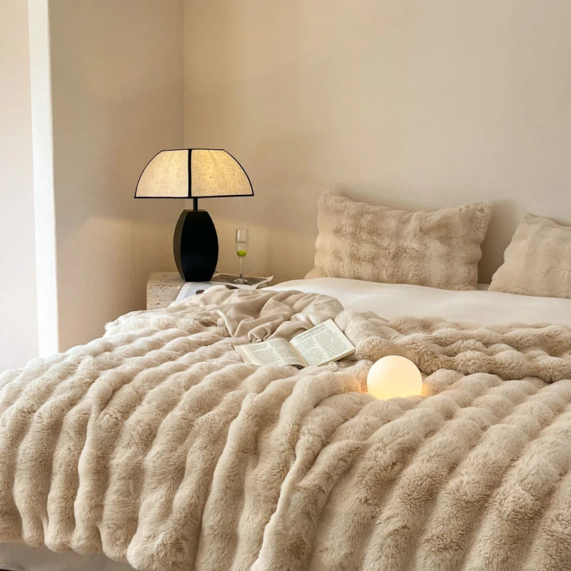 Cobertor luxuoso de pele sintética de coelho, cobertor macio de inverno para casa, cama, sofá, 100x150cm, 150x200cm, 200x230cm
