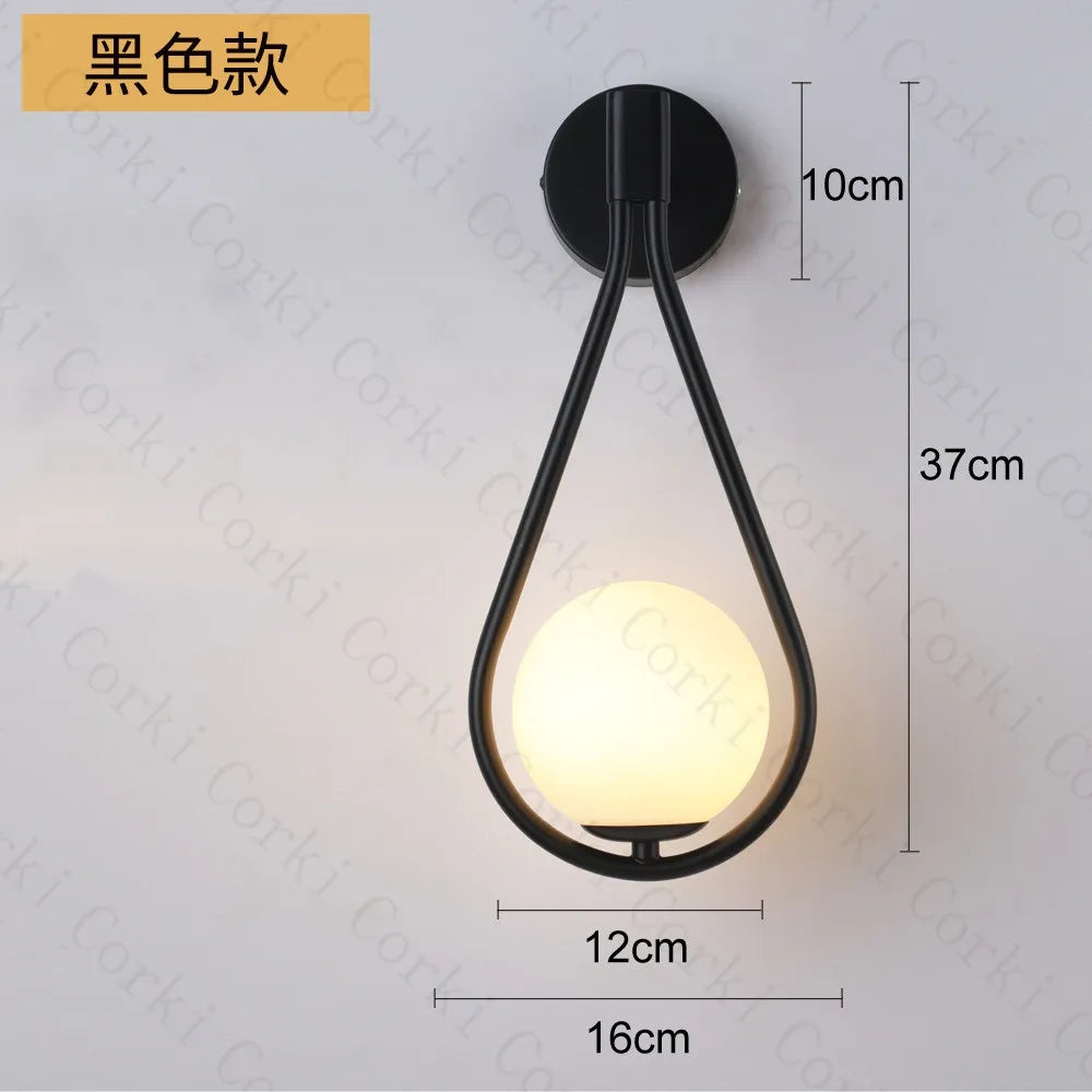 Nordic criativo luxo bola de vidro conduziu a lâmpada parede sala estar metal moderno e minimalista cabeceira luz parede quarto luminárias