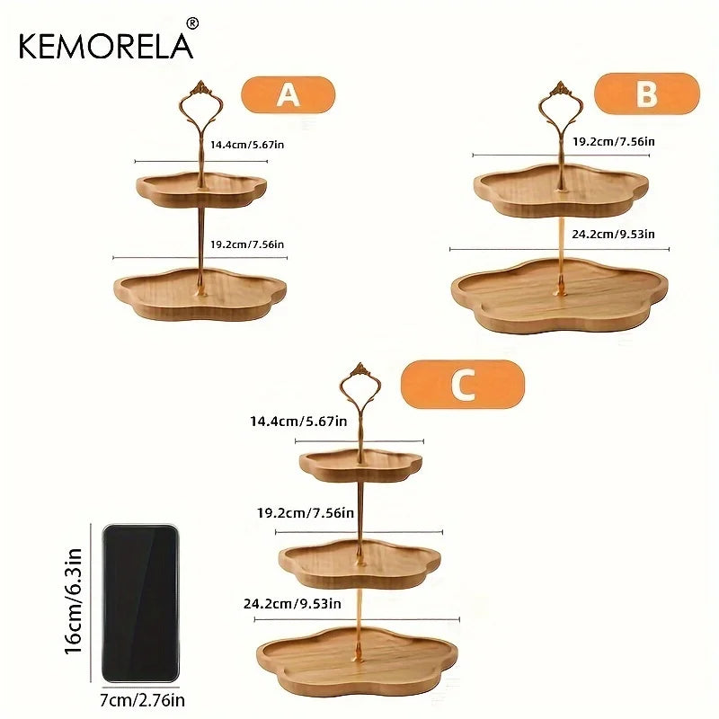 KEMORELA-Cesta De Frutas Secas, Estilo Flor, Prato De Madeira, Prato De Lanche, Doces, Sobremesa, Suporte De Bolo, Display, 3 Camadas, 2 Camadas