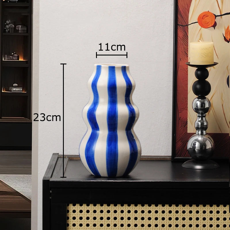 Listras coloridas criativo vaso de cerâmica vasos de plantas decoração de mesa ornamentos arranjo de flores vaso floral decoração estética do quarto