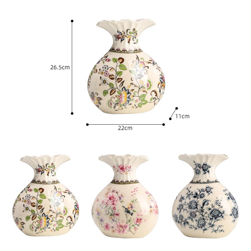 Vaso de Cerâmica Decorativo com Estampa Floral - Casa Ornato