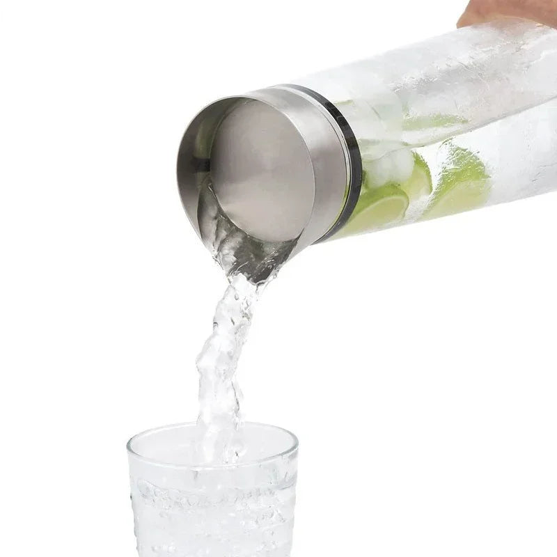Garrafa de água de vidro espessada de 1l/1,5l com tampa de aço inoxidável jarro de água fria garrafa de jarro de vidro de suco de água fervente