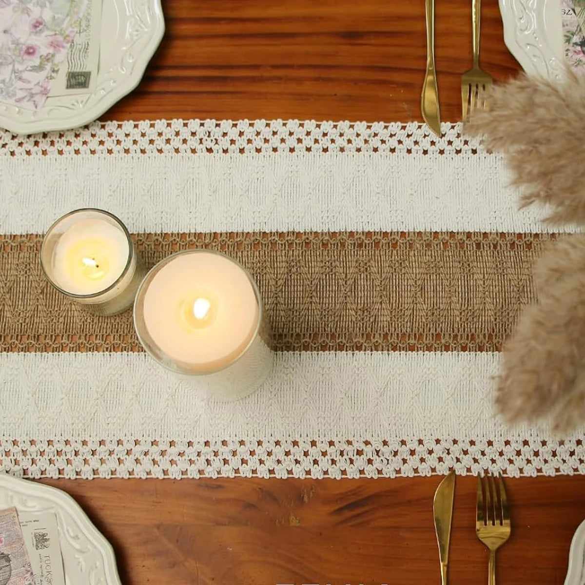 Boho outono corredor de mesa fazenda serapilheira algodão corredor com borlas tecido macrame decoração casa para sala estar mesa decorati