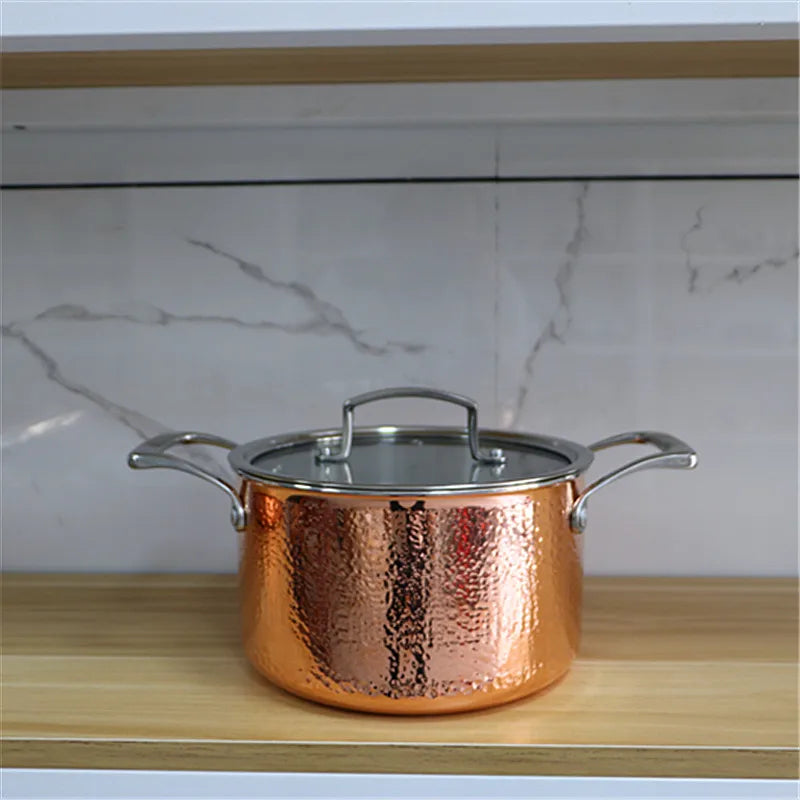 Conjunto de Panelas Marteladas em Cobre e Aço Inoxidável - Casa Ornato