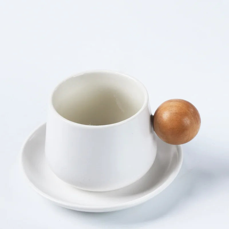 Conjunto de pires e xícara de café vintage, Presente cerâmico caro para casa, Teacup clássico cor sólida