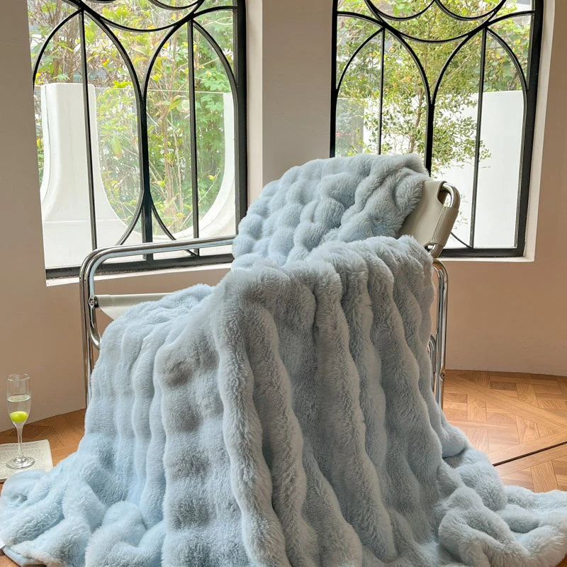 Cobertor luxuoso de pele sintética de coelho, cobertor macio de inverno para casa, cama, sofá, 100x150cm, 150x200cm, 200x230cm
