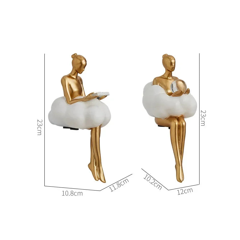 Nuvem menina escultura arte abstrata figura estátua, decoração de mesa moderna, decoração do quarto de luxo, design estético estatueta artesanato