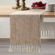 Corredor De Mesa Rústica Com Borlas, Corredor De Mesa Cáqui, Estilo Boho, Feito À Mão, Jantar Em Casa, Mesa De Café, Cozinha