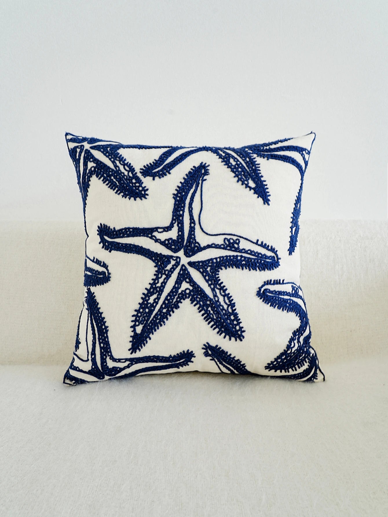 Capa de travesseiro bordada estrela do mar para sofá, capa de sofá moderna, decoração suave e elegante, sem núcleo de travesseiro, 1pc