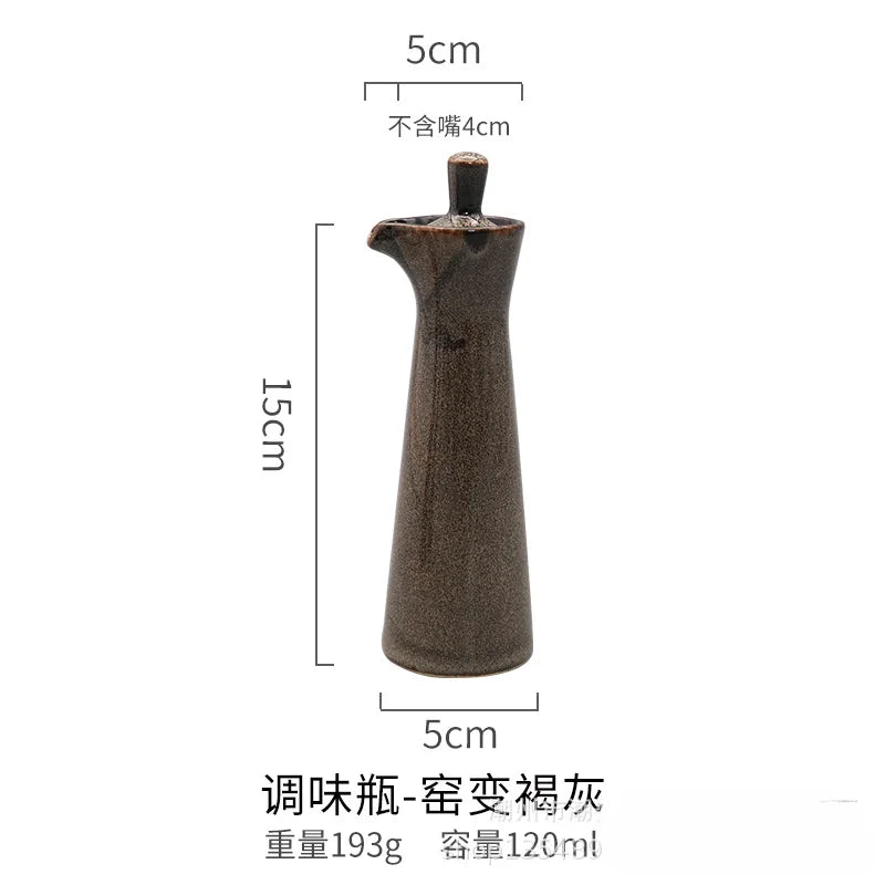 Garrafa de tempero de cerâmica pote de óleo garrafa de molho de soja pote de especiarias pote de vinagre caixa de tempero suprimentos de cozinha ferramentas de especiarias