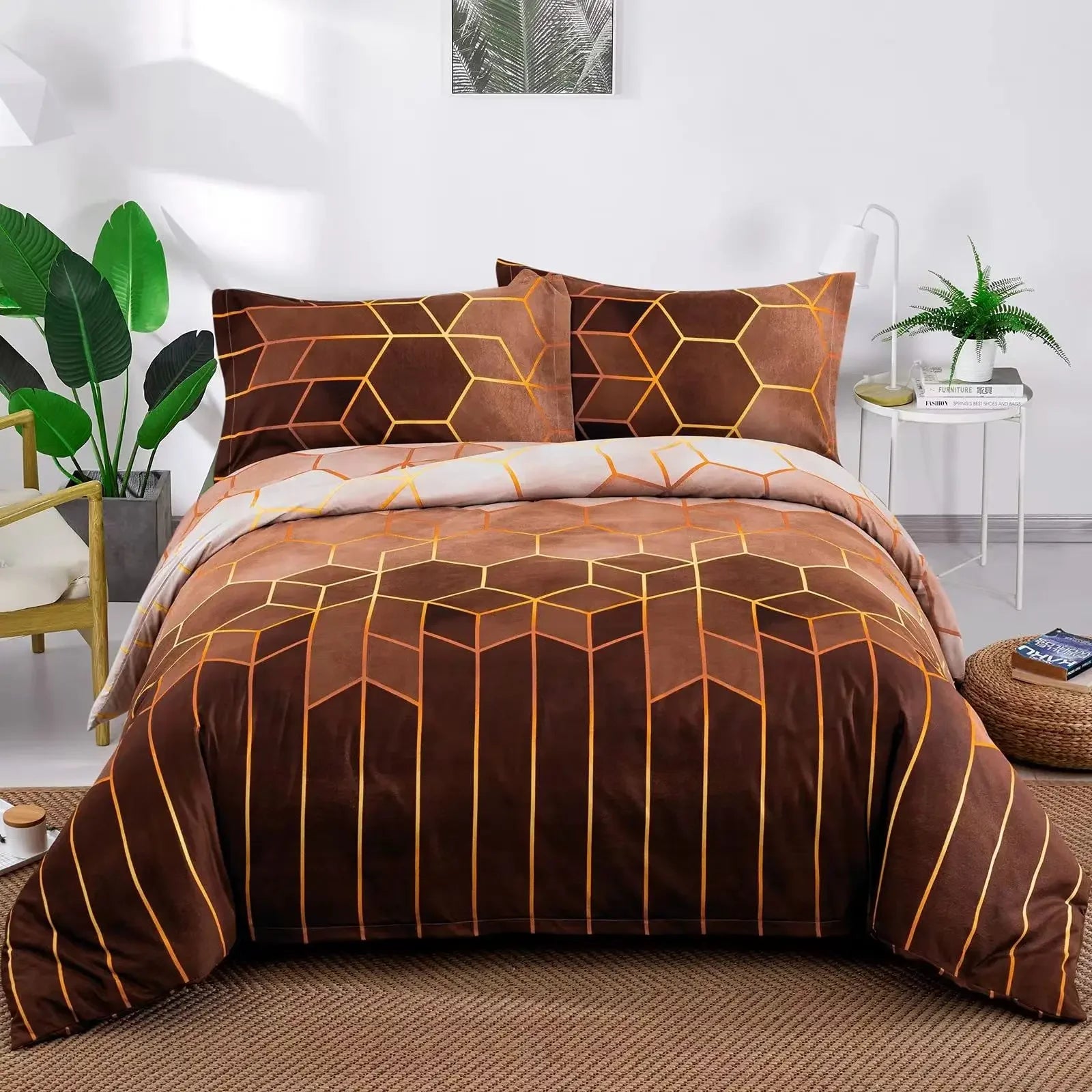 Conjunto de Cama Geométrico Mármore - Elegância - Casa Ornato