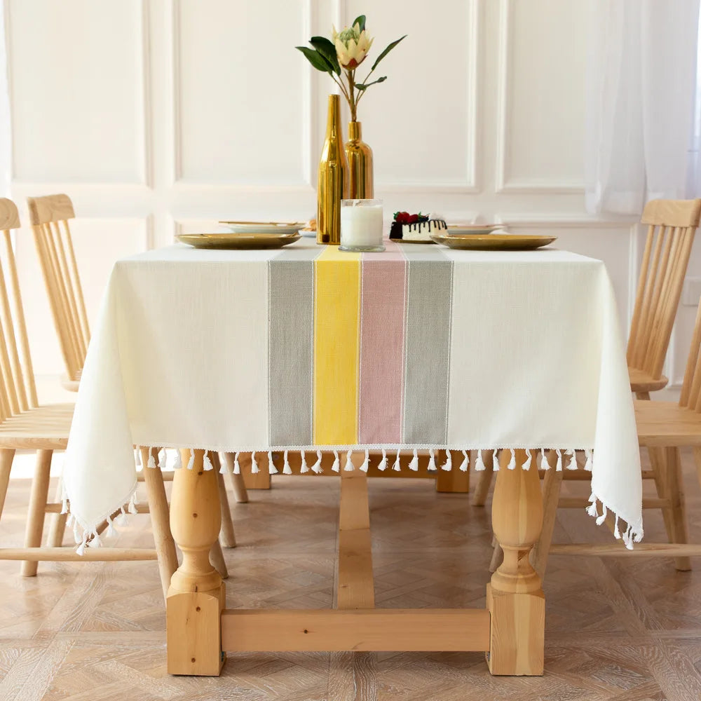 Toalha de mesa retangular redonda de linho batilo, toalha de mesa à prova d'água para jantar, mesa de café, cozinha, decoração de sala