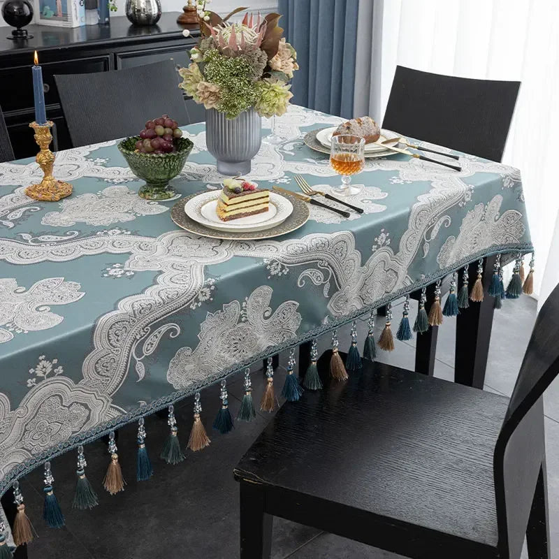 EIFLOY-Dining Tablecloth Rectangular, Jacquard Table Cover, Square Coffee Table Cloths, for Party Kitchen, European Tassels