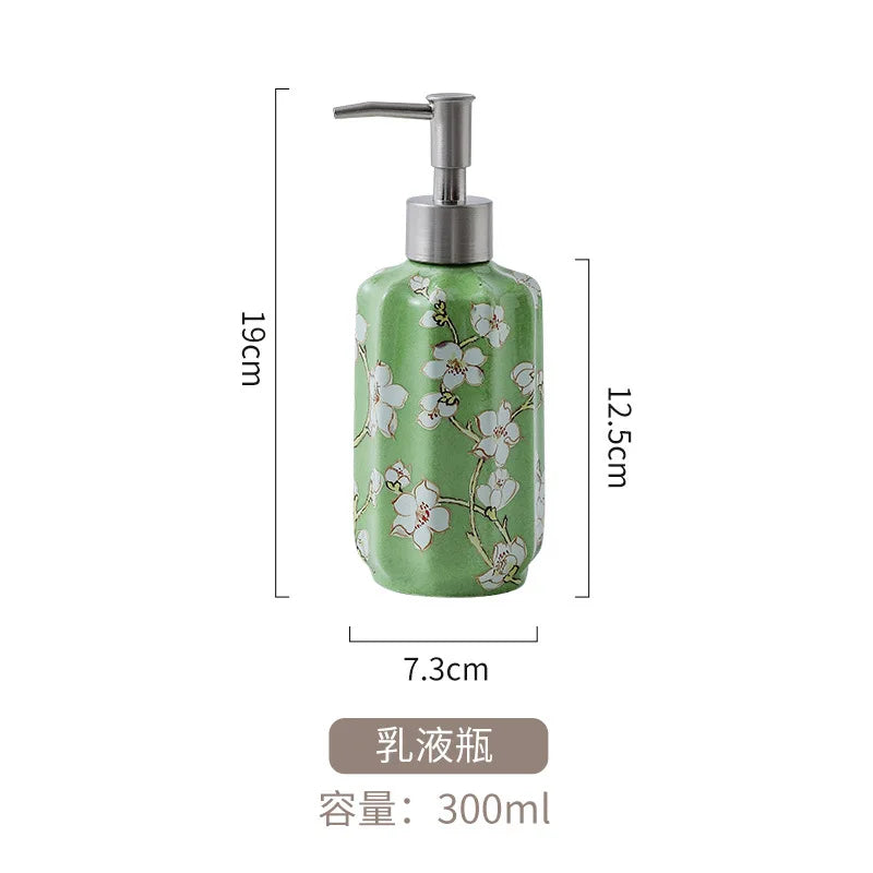 Garrafa Vazia Vintage, Cerâmica, Luxo, Estampa Real, Flor, Shampoo, Líquido, Banheiro, Saboneteira, Garrafa de Loção, 300ml