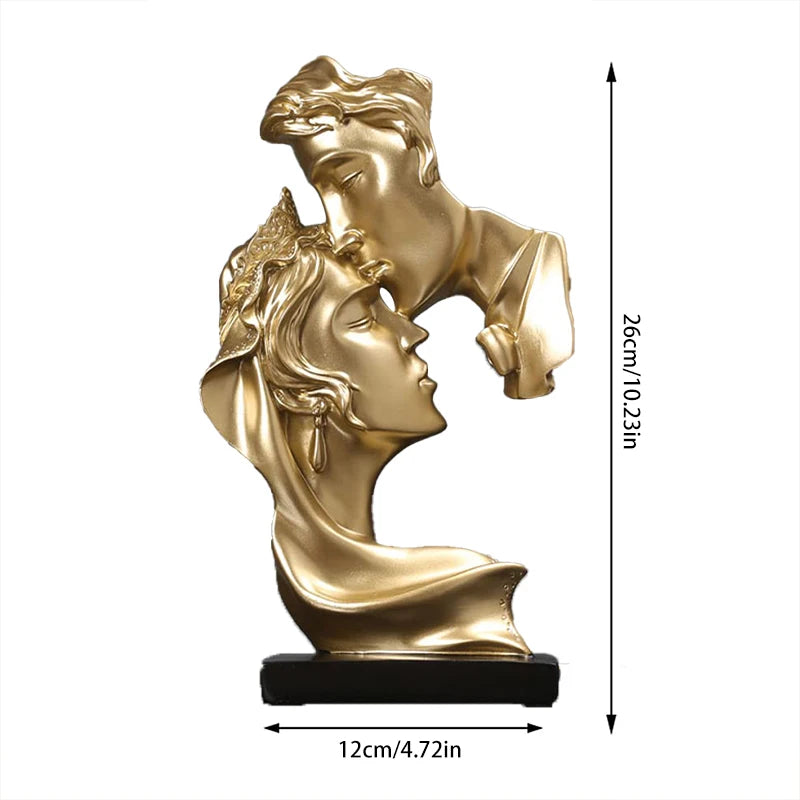 Casal Beijo Criativo Estátua, Resina Lover Estátua, Escultura Decoração, Home Office Desk, Arte Moderna Decoração de Personagem