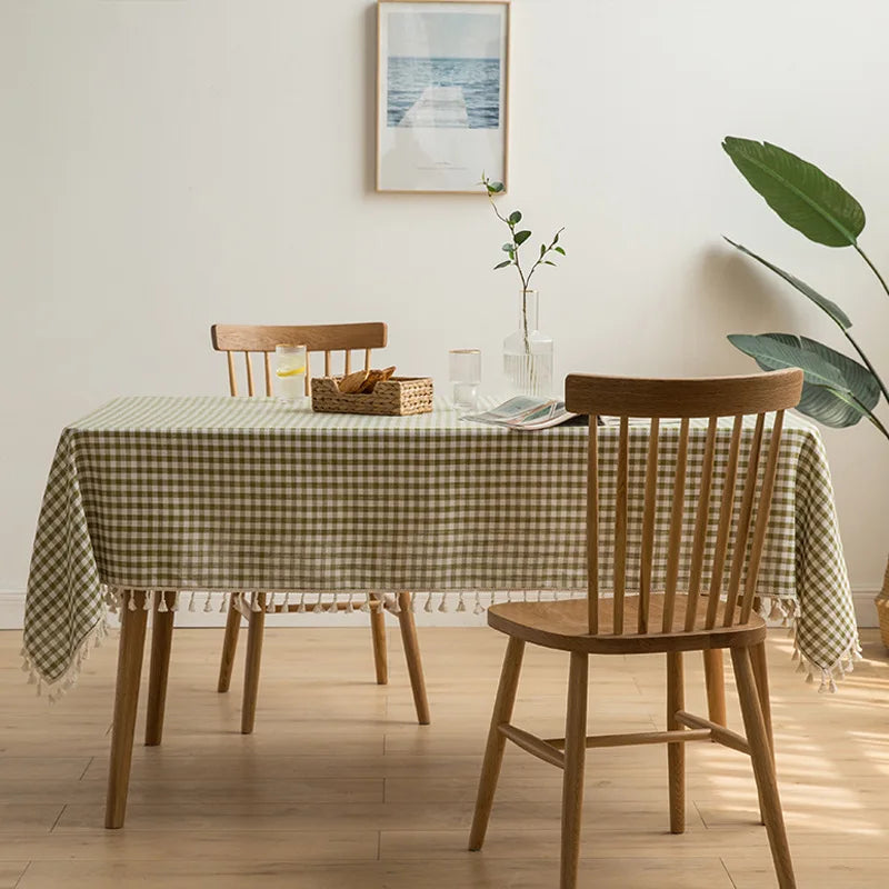 Toalha de mesa xadrez cozinha, casamento, toalha de mesa de férias decoração, toalha de mesa geométrica de piquenique de algodão boêmio ao ar livre