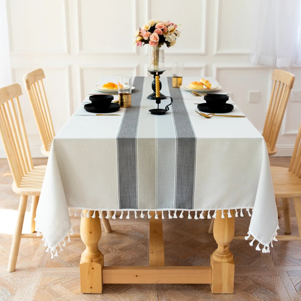 Toalha de mesa retangular redonda de linho batilo, toalha de mesa à prova d'água para jantar, mesa de café, cozinha, decoração de sala