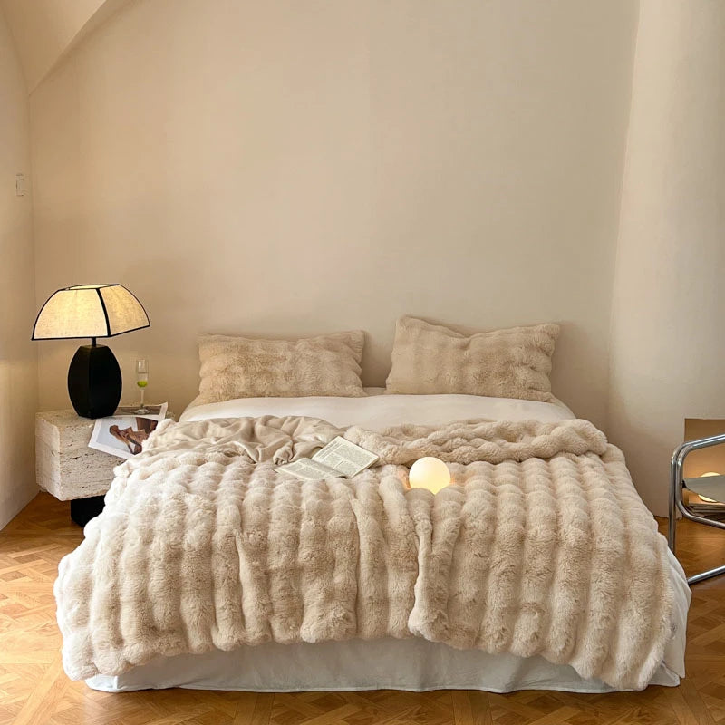 Cobertor luxuoso de pele sintética de coelho, cobertor macio de inverno para casa, cama, sofá, 100x150cm, 150x200cm, 200x230cm