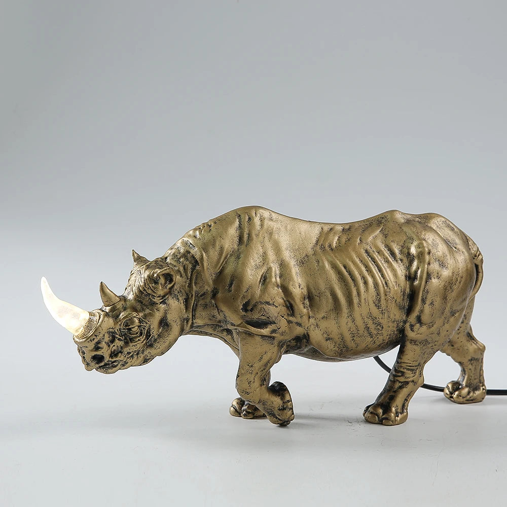 Rinoceronte atmosfera luzes ornamentos de mesa artesanato em forma de animal decorações dormir luzes da noite rinoceronte lâmpada chão