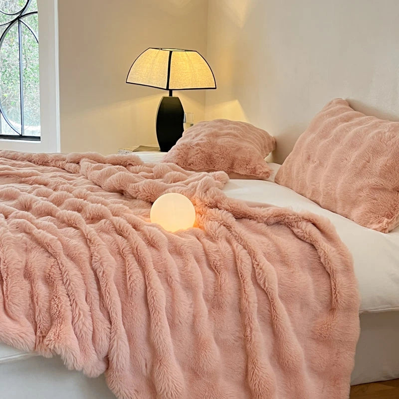 Cobertor luxuoso de pele sintética de coelho, cobertor macio de inverno para casa, cama, sofá, 100x150cm, 150x200cm, 200x230cm