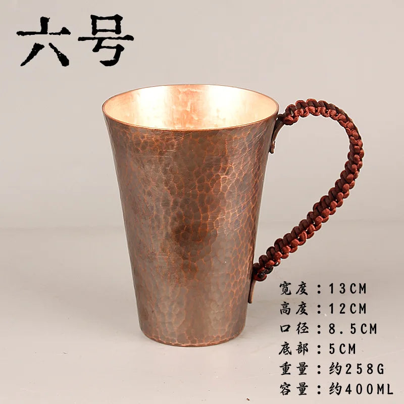 Canecas de café/copos de água de cobre puro 100/300/400/550ml, estilo retrô chinês, camada única, à prova de choque, canecas de cerveja externas portáteis