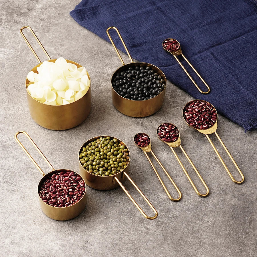 Conjunto de Medidores de Aço Inoxidável Dourado - 8 Peças - Casa Ornato