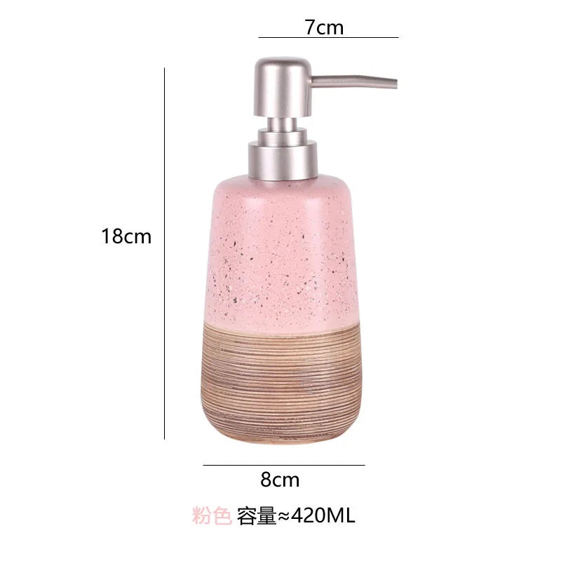 Suporte de escova de dentes de cerâmica rosa, copo de boca, dispensador de saboneteira, garrafa de loção, acessórios de banheiro, dispensador de sabão