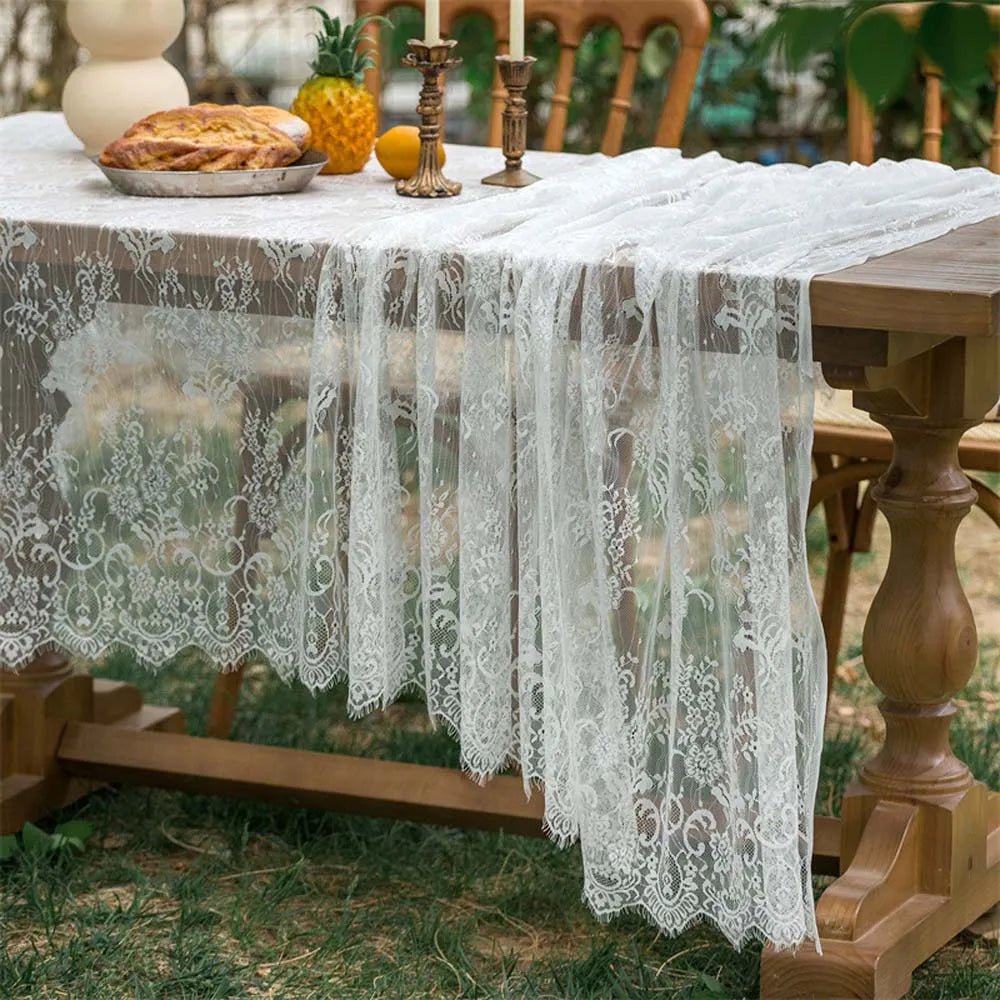 Toalha de mesa retangular de renda, toalha de mesa para casamento, festa de aniversário, eventos, banquete, jantar em casa, toalhas de mesa brancas