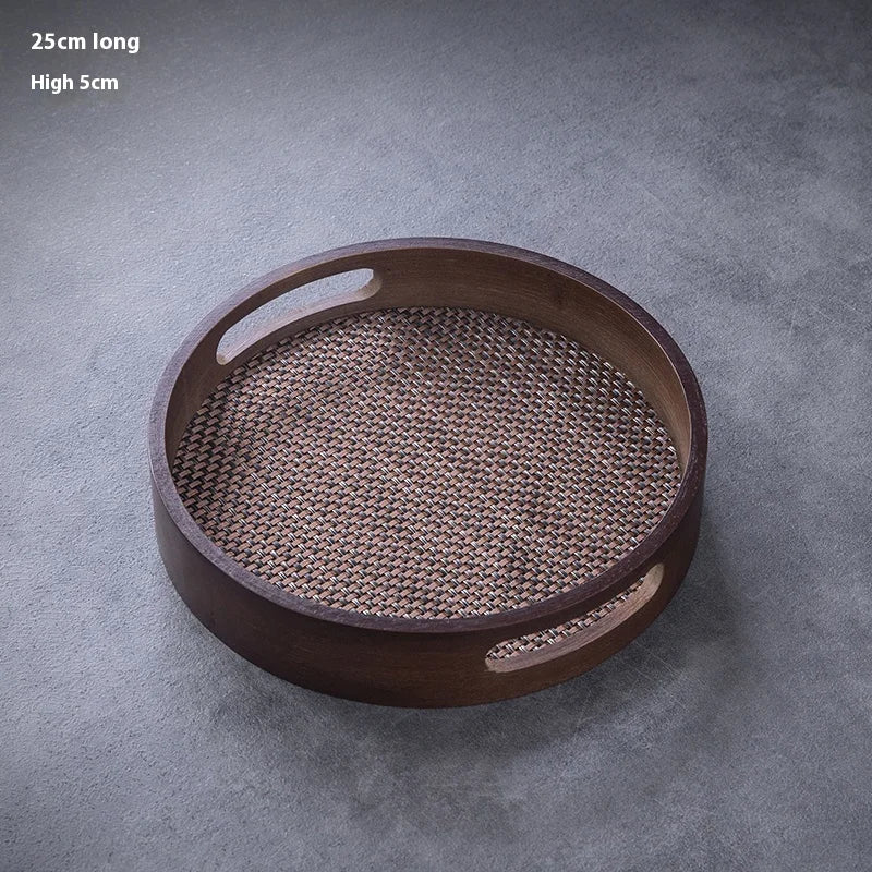 Gianxi bandeja de chá conjunto de chá xícara de chá bandeja de água casa sala de estar frutas dim sum bandeja de imersão seca redonda bandeja de bambu cerimônia de chá