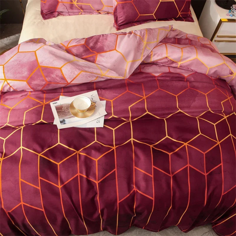 3 pçs conjunto de edredom verde duplo/completo/queen/king/single/duplo tamanho, conjuntos de cama geométricos para homem mulher, capa de edredão de mármore