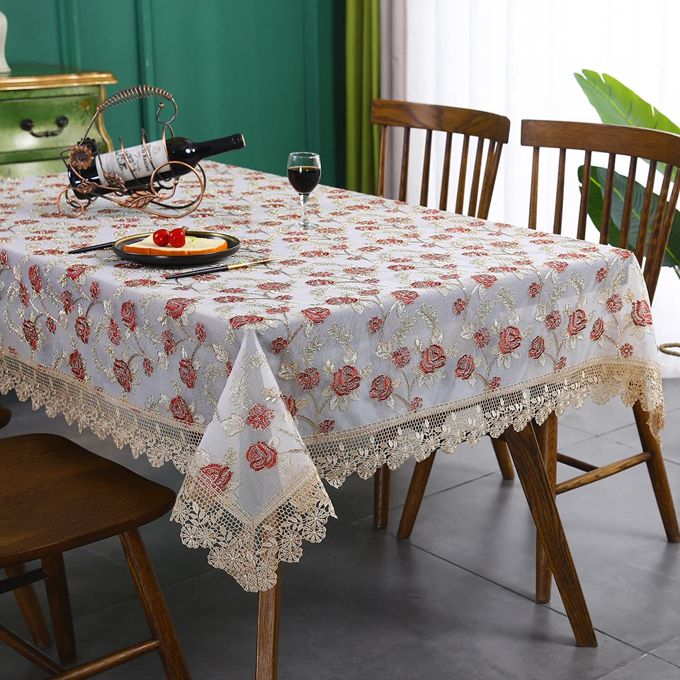Battilo-Toalha De Mesa De Renda Bordada Retangular, Cobertura De Mesa De Luxo, Toalhas De Mesa De Café, Mesas De Jantar, Casa, Decoração De Casamento