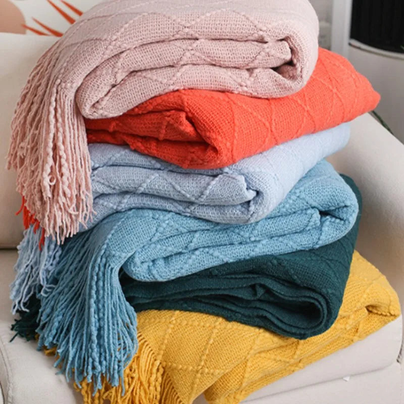 Branco boho lance cobertores texturizados grandes cobertores de malha grosso vintage luxo lance colcha cobertor capa manta para sofá