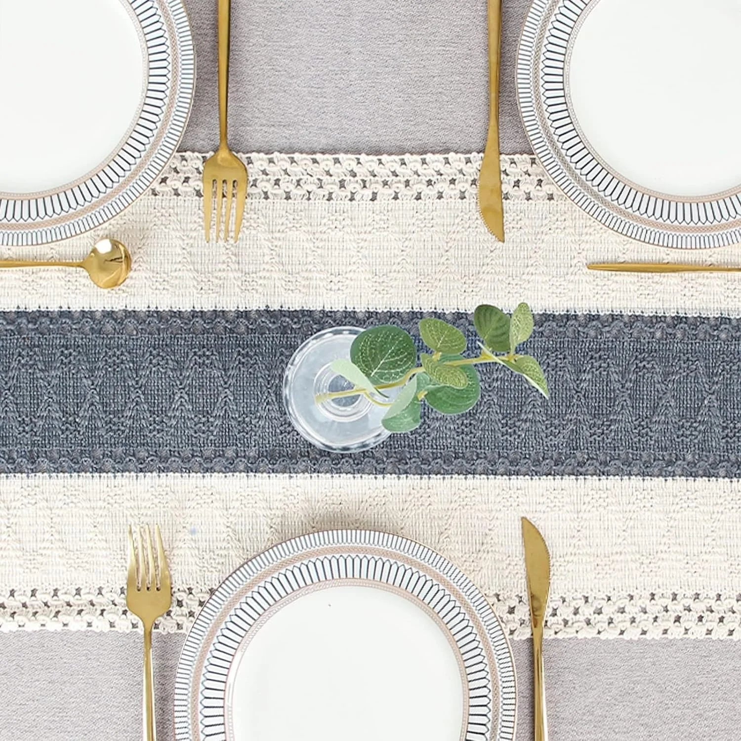 Corredor de mesa macrame creme bege e cinza boho corredor de mesa com borlas tecido à mão corredor de mesa rústico para cozinha sala de jantar