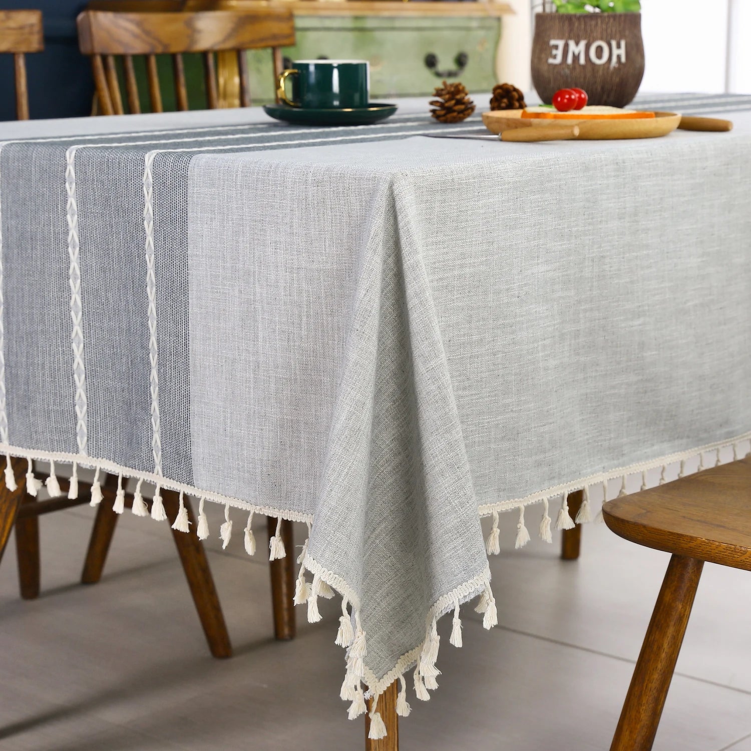 Toalha de mesa retangular redonda de linho batilo, toalha de mesa à prova d'água para jantar, mesa de café, cozinha, decoração de sala