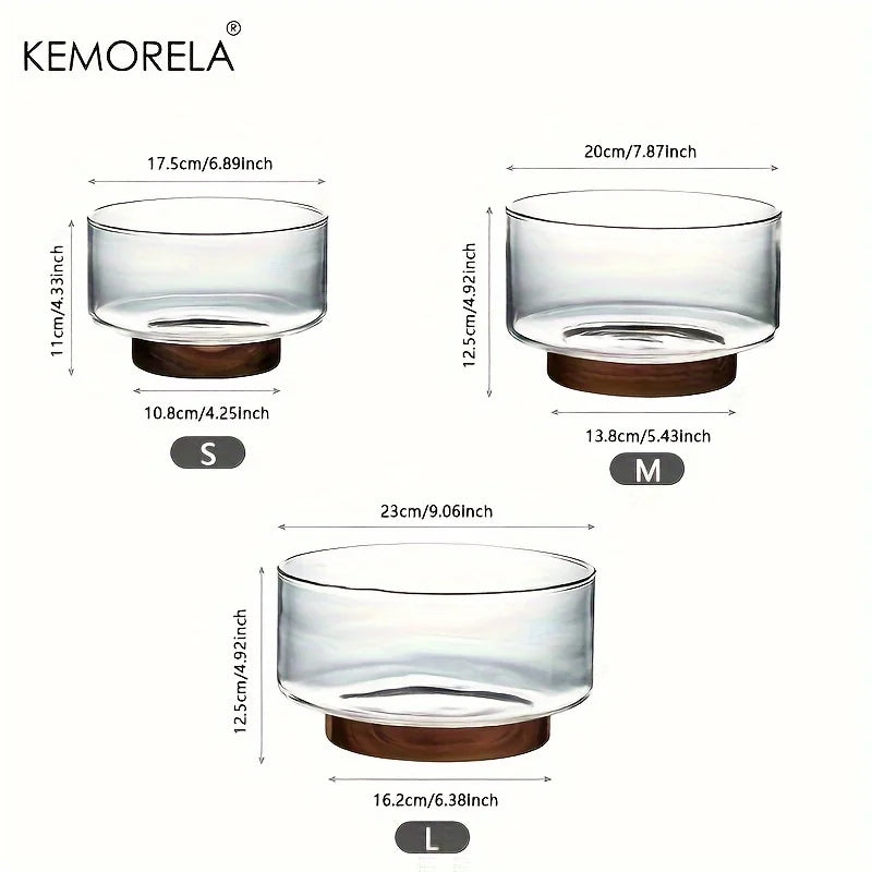 Tigela De Frutas De Vidro Criativo, Saladeira Grande Base De Madeira, Lanches, Pipoca, Tigelas De Armazenamento De Nozes, Recipiente De Armazenamento De Lanche De Natal Em Casa