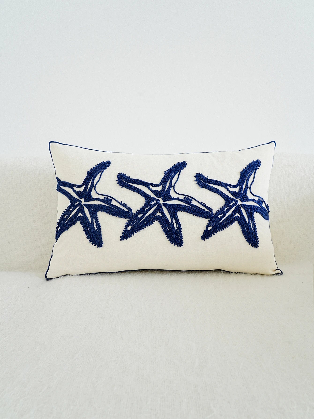 Capa de travesseiro bordada estrela do mar para sofá, capa de sofá moderna, decoração suave e elegante, sem núcleo de travesseiro, 1pc