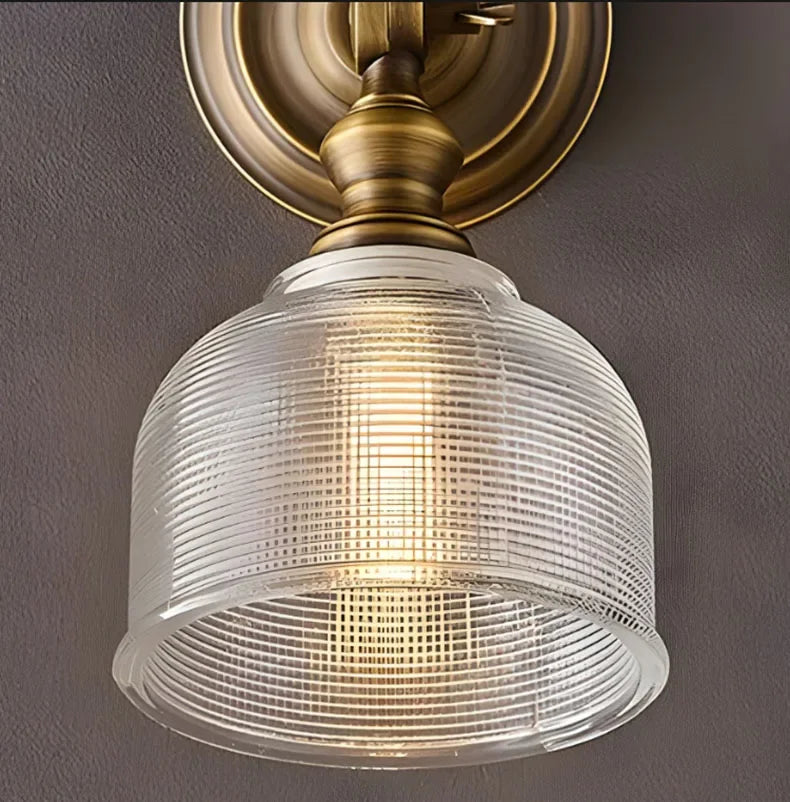 2025 nova lâmpada de parede de cobre completo vintage-iluminação criativa e simples para decoração de parede de fundo de quarto de luxo