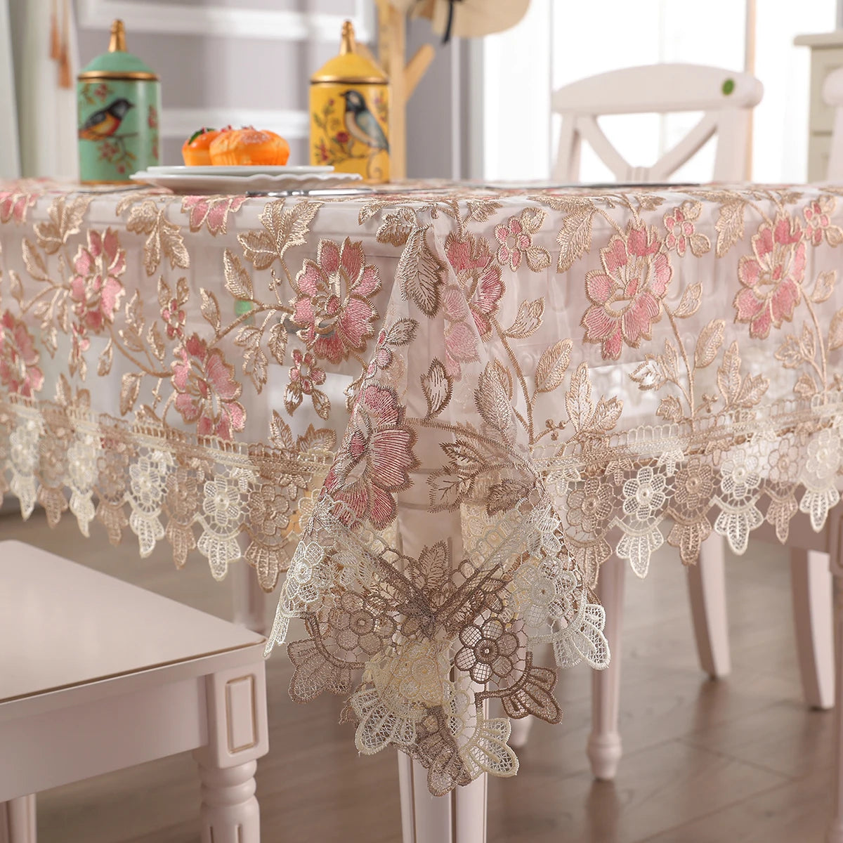 Battilo capa de mesa de renda redonda retangular toalha de mesa de café bordada de luxo para mesa de jantar casamento decoração de casa