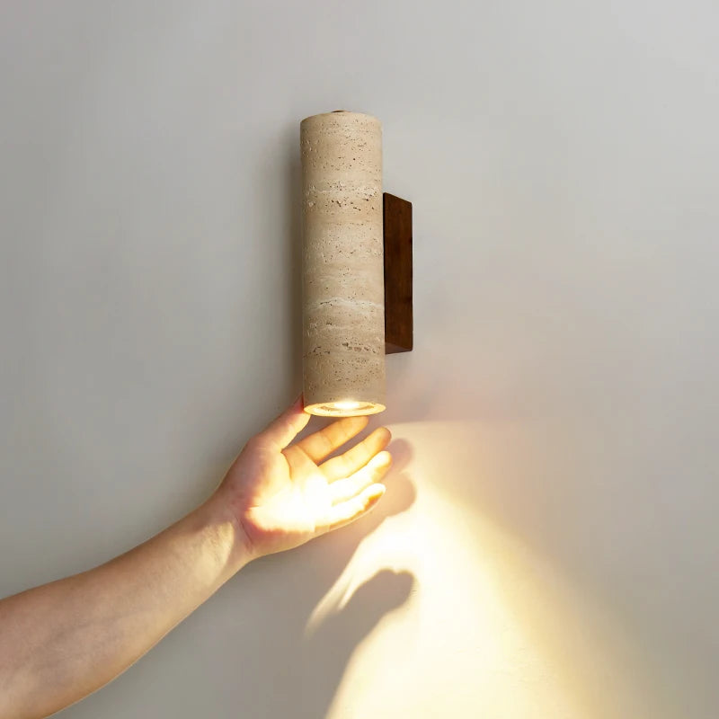 Nordic de alta qualidade conduziu a lâmpada parede travertino pedra natural arandela luz com lâmpada e27 para o quarto sala estar corredor luz parede