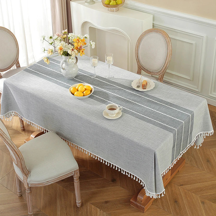Toalha de mesa retangular redonda de linho batilo, toalha de mesa à prova d'água para jantar, mesa de café, cozinha, decoração de sala