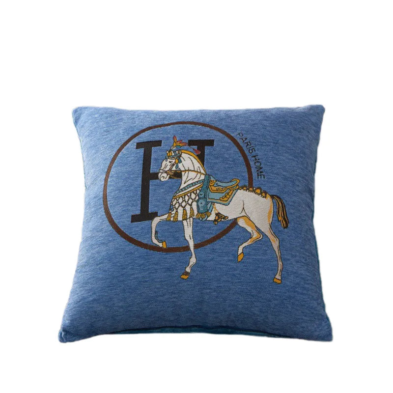 Chenille 45x45cm lance travesseiro capas de almofada pacote de 1 peça-luxo cavalo bordado estilo moderno sofá capas de almofada