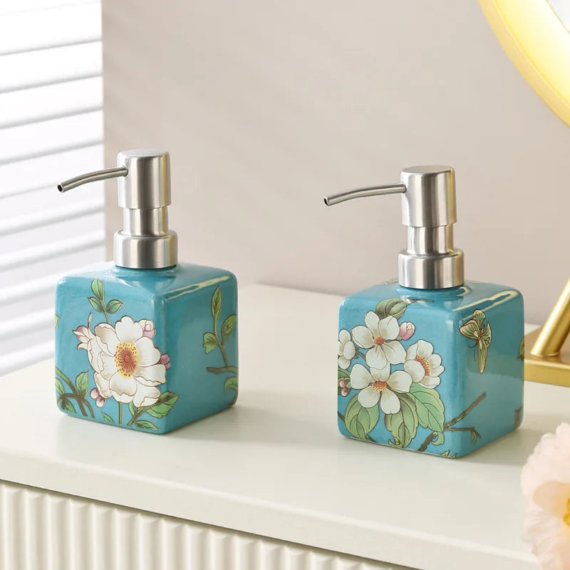 Dispensador de sabão 200ml, garrafa de lavagem das mãos, shampoo de cerâmica, gel de banho, cabeça de bomba de aço inoxidável, garrafa de loção, dispensador de shampoo