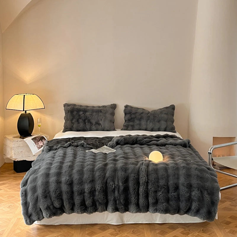 Cobertor luxuoso de pele sintética de coelho, cobertor macio de inverno para casa, cama, sofá, 100x150cm, 150x200cm, 200x230cm