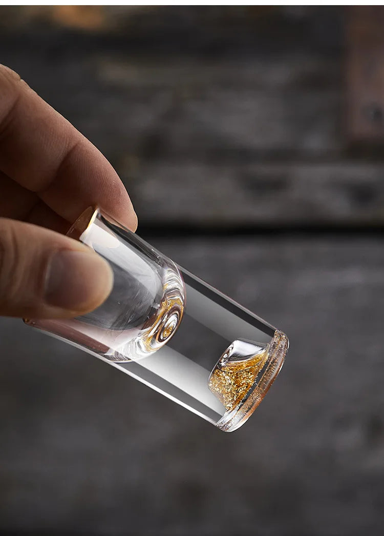 Folha de ouro baijiu copo dispensador de vinho conjunto doméstico pequeno copo de vinho copo de vinho pote de vinho jinshan bala copo caixa de presente