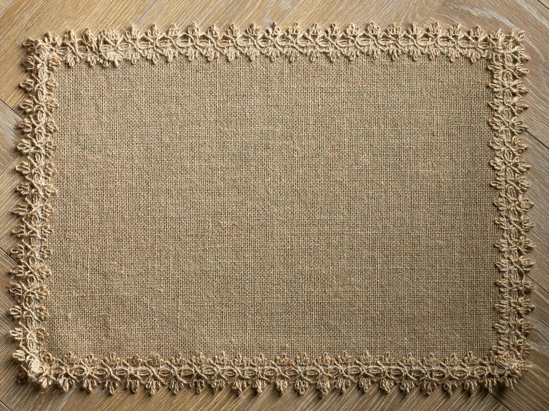 Vintage Farmhouse Tabletop Place Mat, Esteira de mesa natural com laço de juta, Corredor para festas de casamento, Decoração cotidiana, 6pcs