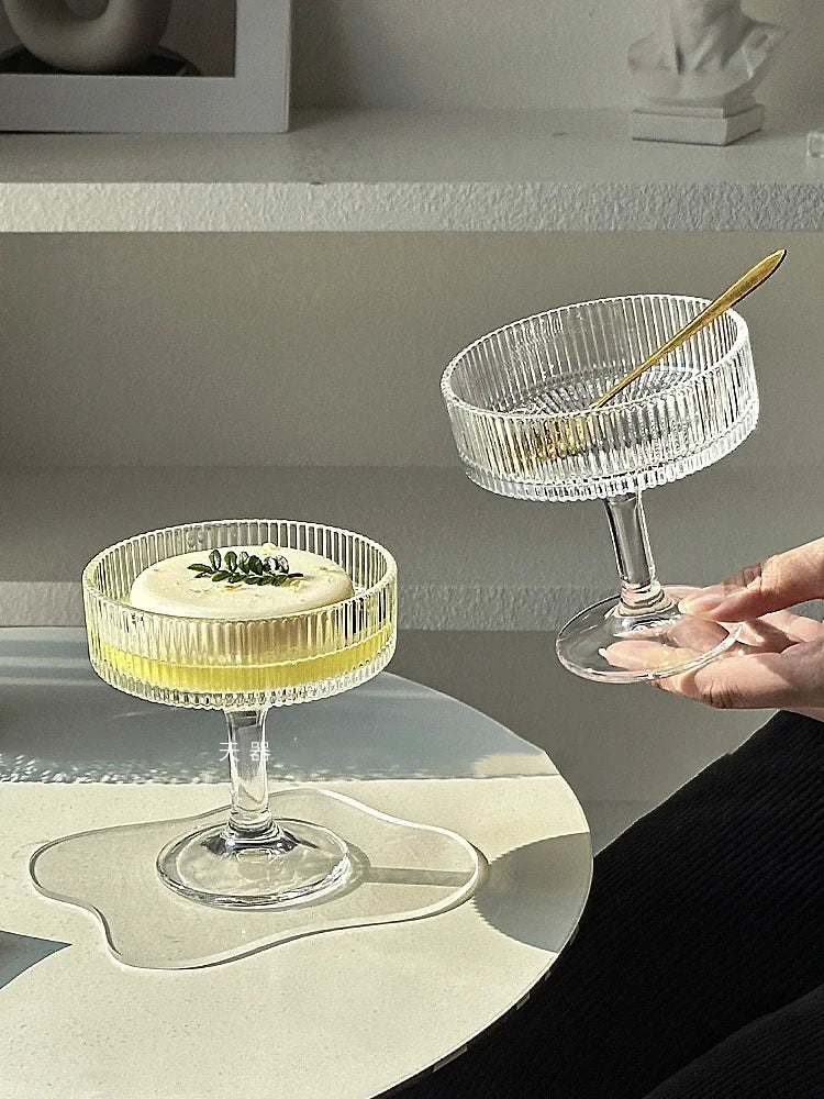 Copos verticais simples para sobremesa, pudins, sorvetes, bebidas frias, coquetéis, champanhe, utensílios domésticos