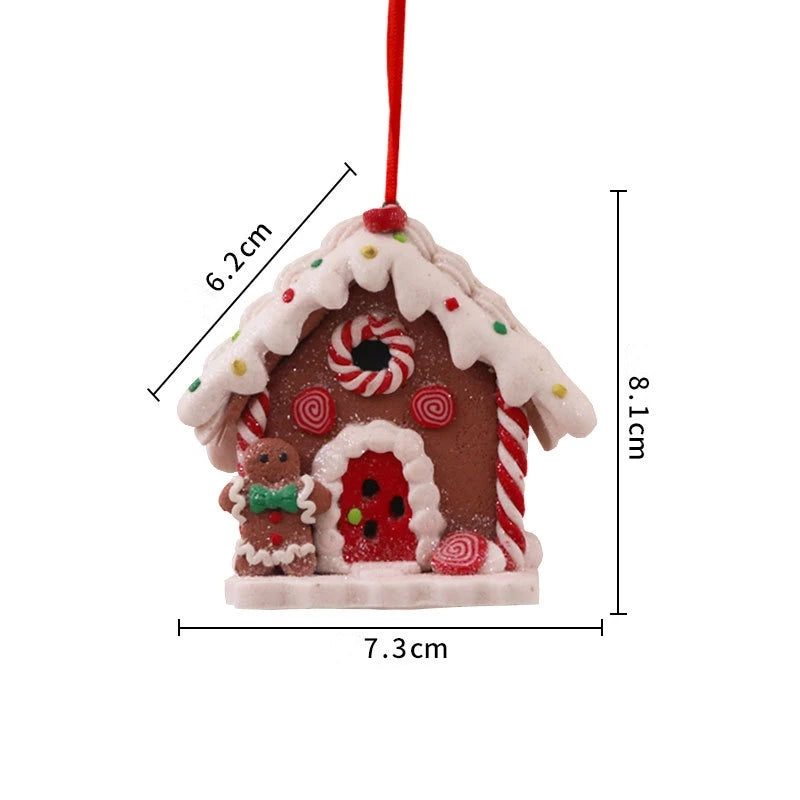Tema de natal led pingente boneco de neve gengibre papai noel luz casa cerâmica macia pendurado árvore casa decoração festa de ano novo